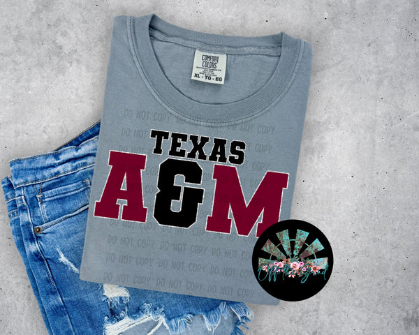 Faux Glitter TX A&M #1 School Names PNG Digital Design