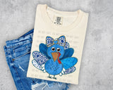 Blue Floral Turkey T-Shirt and Sweatshirt