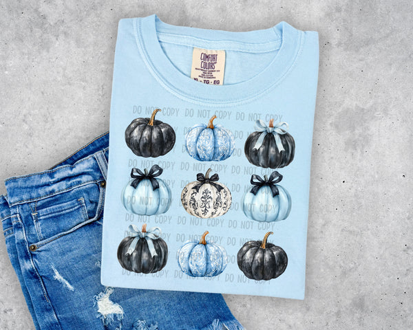 Blue and Black Pumpkin Collage T-Shirt and Sweatshirt