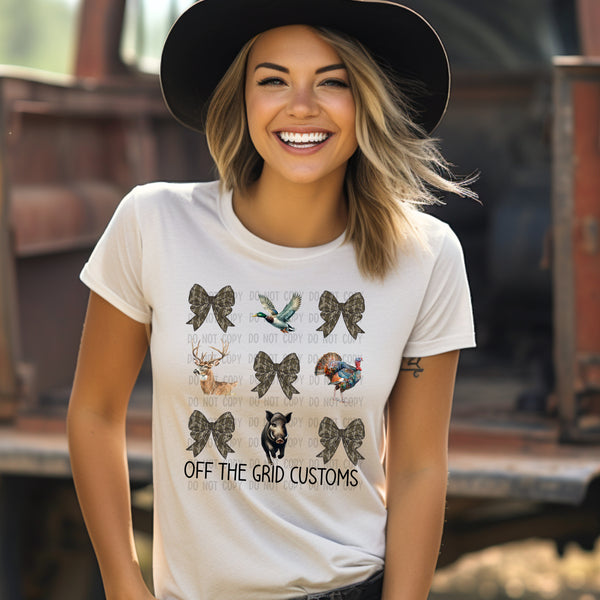 Bottomland Camo Bow and Hunting Collage T-Shirt and Sweatshirt