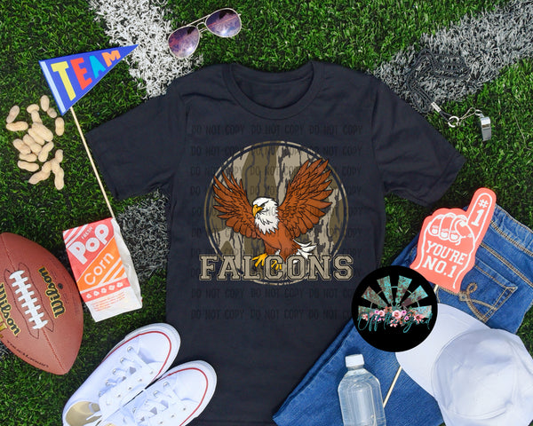 Bottomland Camo Falcons Flying #2 PNG Digital Design