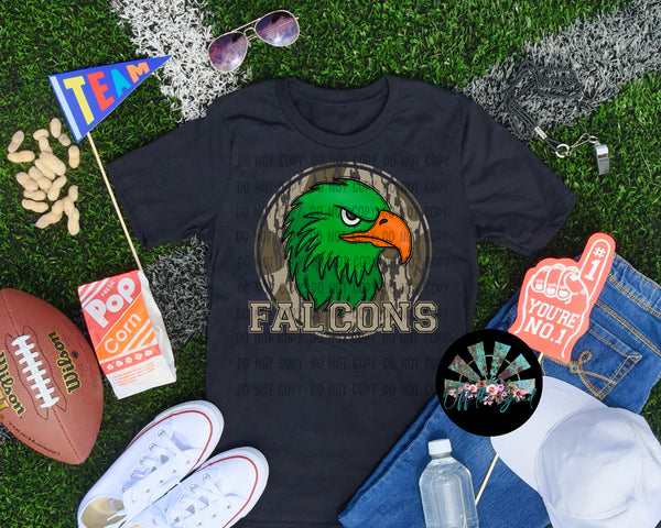 Bottomland Camo Falcons Green PNG Digital Design