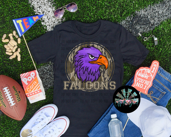Bottomland Camo Falcons Purple PNG Digital Design