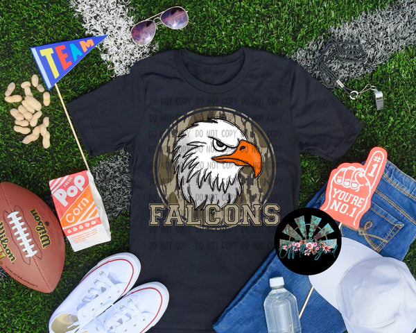 Bottomland Camo Falcons White PNG Digital Design