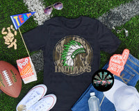 Bottomland Camo Indian Headdress Green and White PNG Digital Design