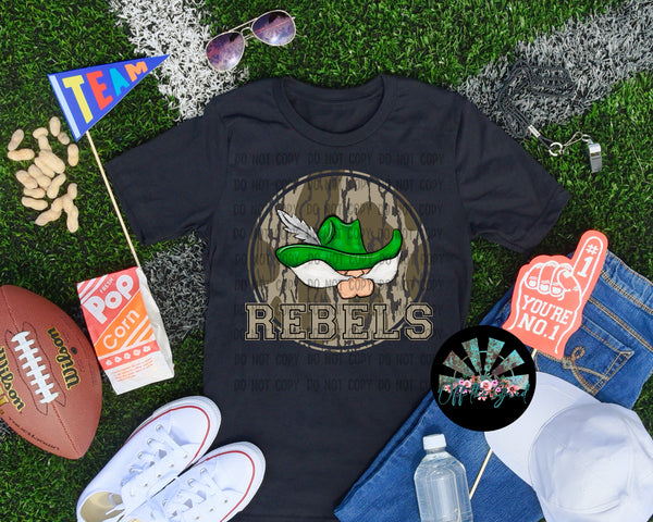 Bottomland Camo Rebels Green PNG Digital Design