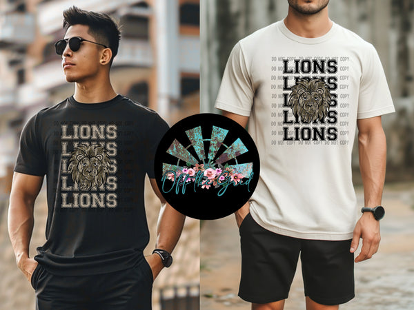 Bottomland Camo Stacked Lions PNG Digital Design (YOU GET BOTH DESIGNS)