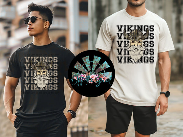 Bottomland Camo Stacked Vikings #1 PNG Digital Design (YOU GET BOTH DESIGNS)