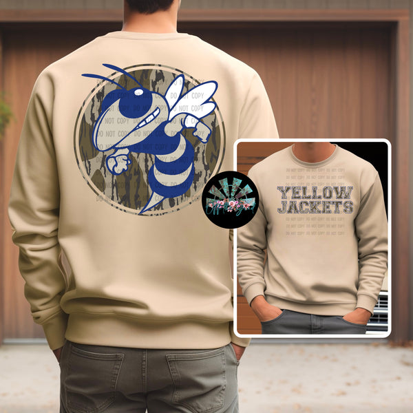 Bottomland Camo Yellow Jackets F&B Navy (Colored) PNG Digital Design