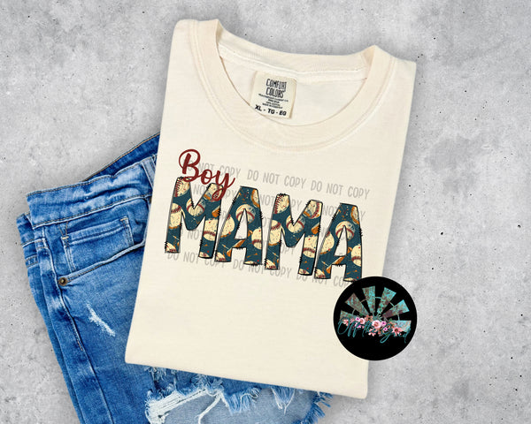 Boy Mama Baseball Navy Background T-Shirt and Sweatshirt