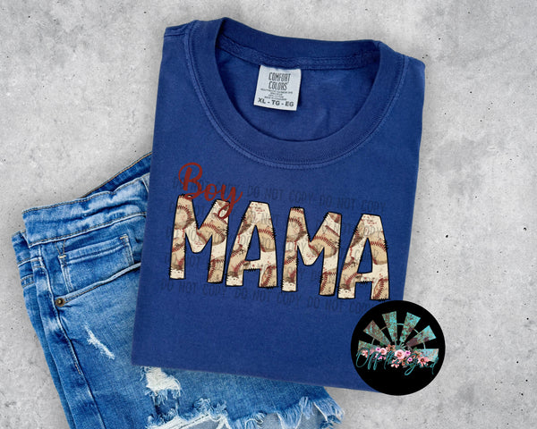 Boy Mama Baseball White Background T-Shirt and Sweatshirt