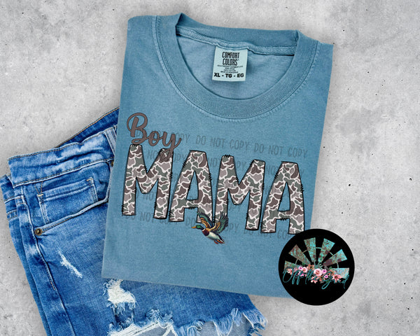 Boy Mama Retro Camo with Flying Duck T-Shirt and Sweatshirt