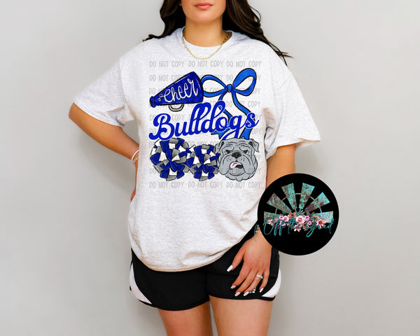 Bulldogs Cheer Collage Blue and Black PNG Digital Design