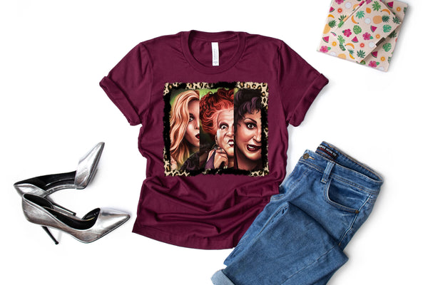 Leopard Print Halloween Sisters T-Shirt and Sweatshirt
