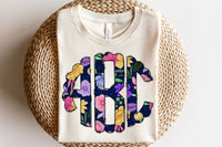 Bright Flowers Monogram Short Sleeve T-Shirt