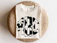 Black and White Cow Print Monogram Short Sleeve T-Shirt