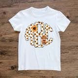 Highland Cows and Sunflowers Monogram Short Sleeve T-Shirt