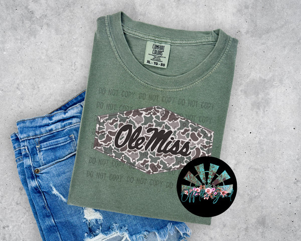 Retro Camo Ole Miss Patch PNG Digital Design