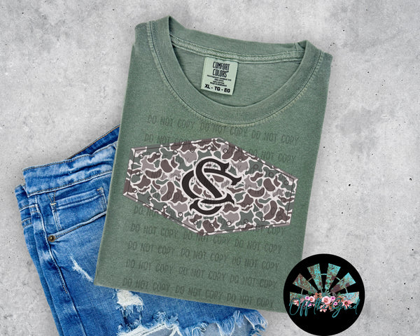 Retro Camo SC Patch PNG Digital Design