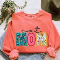 Faux Embroidery Cat Mom TShirt