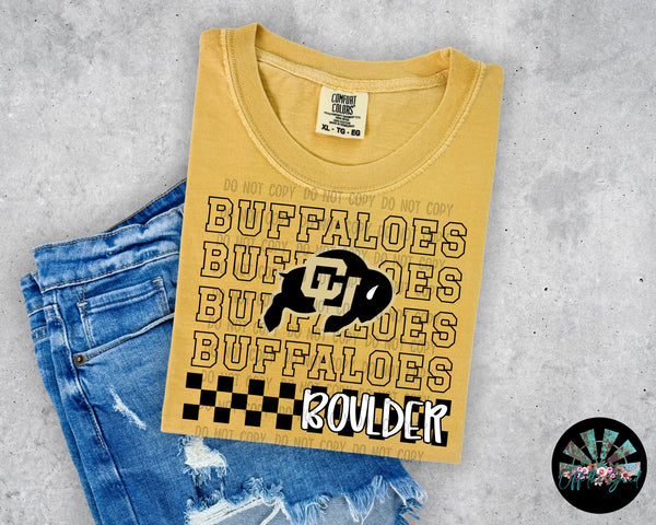 Stacked Checkered Colorado Buffaloes PNG Digital Design