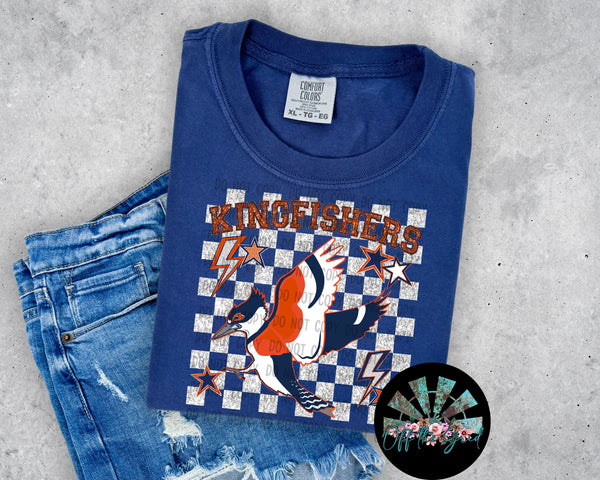 Checkered Faux Glitter IL Kingfishers PNG Digital Design