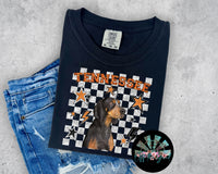 Checkered Faux Glitter TN Vols with Hound PNG Digital Design