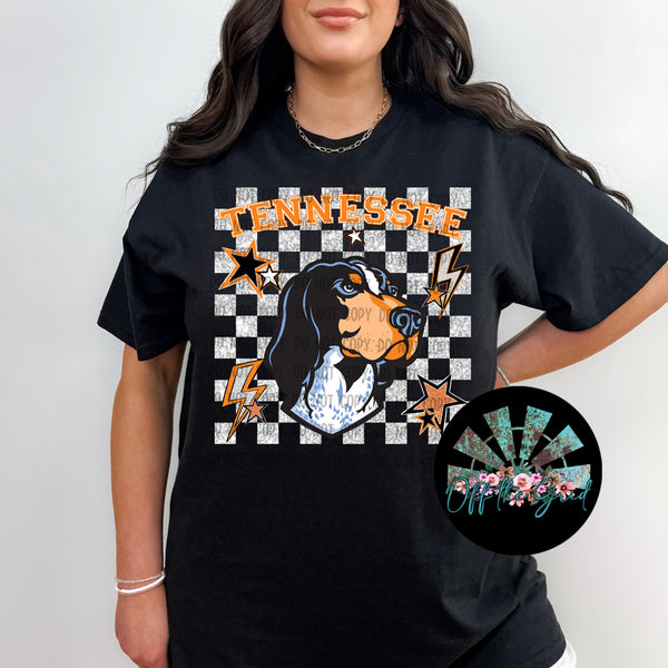 Checkered Faux Glitter TN Vols with Smokey PNG Digital Design