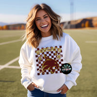 Checkered Faux Glitter TX ST Bobcats with Stars PNG Digital Design