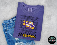 Stacked Checkered LSU Tigers #2 PNG Digital Design