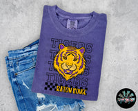 Stacked Checkered LSU Tigers #1 PNG Digital Design