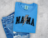 Checkered Lightening Bolt Mama (Black Letters) T-Shirt