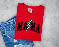 Checkered Lightening Bolt Mama (Black Letters) T-Shirt