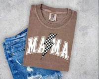 Checkered Lightening Bolt Mama (White Letters) T-Shirt