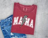 Checkered Lightening Bolt Mama (White Letters) T-Shirt