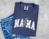 Checkered Lightening Bolt Mama (White Letters) T-Shirt