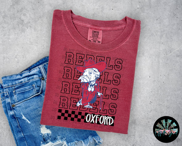 Stacked Checkered Ole M!ss Rebels PNG Digital Design