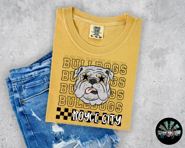 Checkered Royce City Bulldogs with Checkered Eyes PNG Digital Design