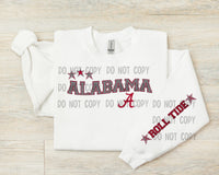 Checkered Star AL Roll Tide PNG Digital Design