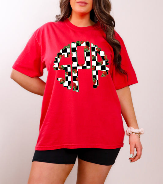 Checkered Strawberry Monogram T-Shirt