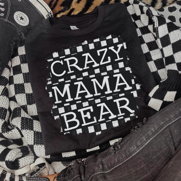 Checkered Crazy Mama Bear T-Shirt