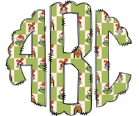 Christmas Green Checkered Green Man and Cindy Lou Monogrammed T-Shirt and Sweatshirt