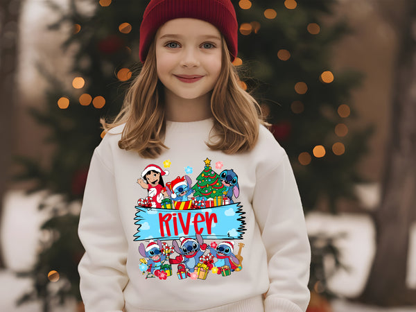 KIDS Custom Lilo and Stitch Christmas T-Shirt