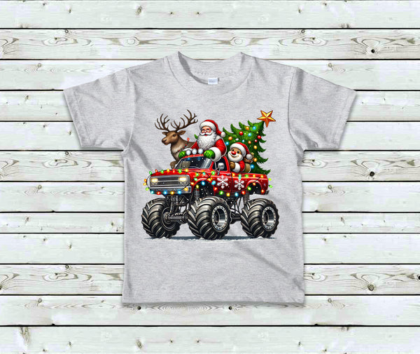 KIDS Christmas Monster Truck T-Shirt