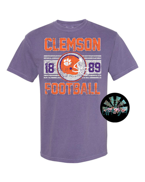 Distressed Clemson Football with Helmet PNG Digital Design