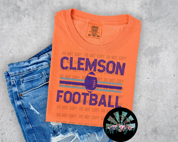 Striped Clemson Football PNG Digital Design (TWO DIGITALS)