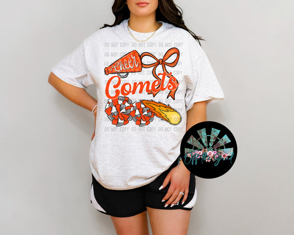 Comets Cheer Collage Orange and Black PNG Digital Design