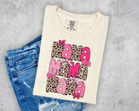 Pink Leopard Stacked Mama T-Shirt