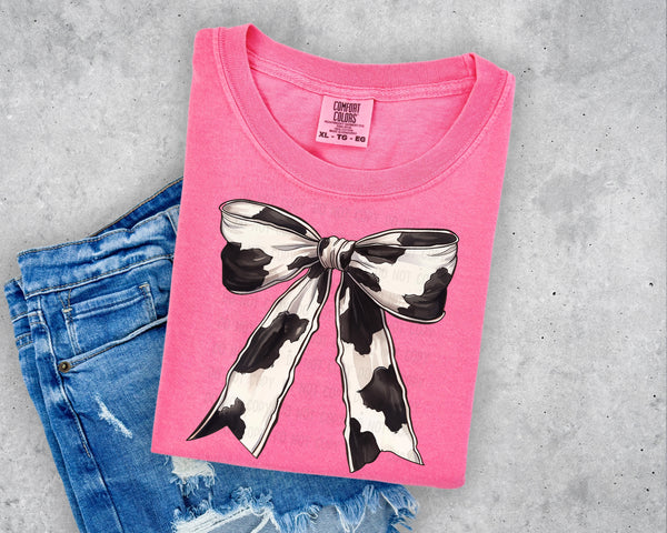 Cow Print Bow T-Shirt