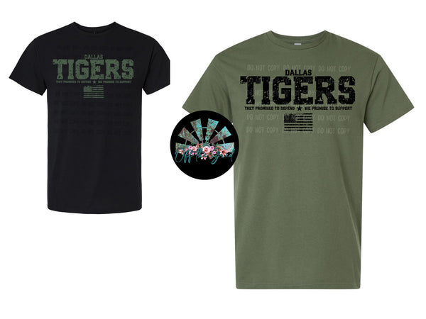 Dallas Tigers Patriotic Flag Design PNG Digital Design (You get the Green and Black Design)